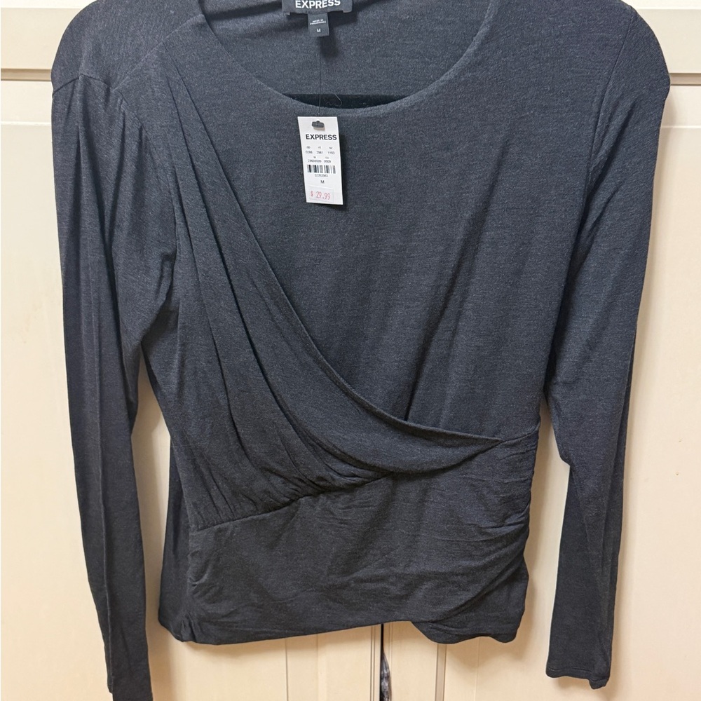 Express Women's Charcoal Long Sleeve Top